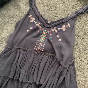 Free people boho tank with stitching